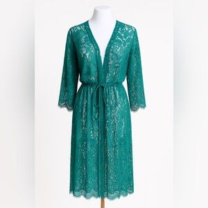 NWT Teal Lace Long Kimono Cover-Up – Size XXL